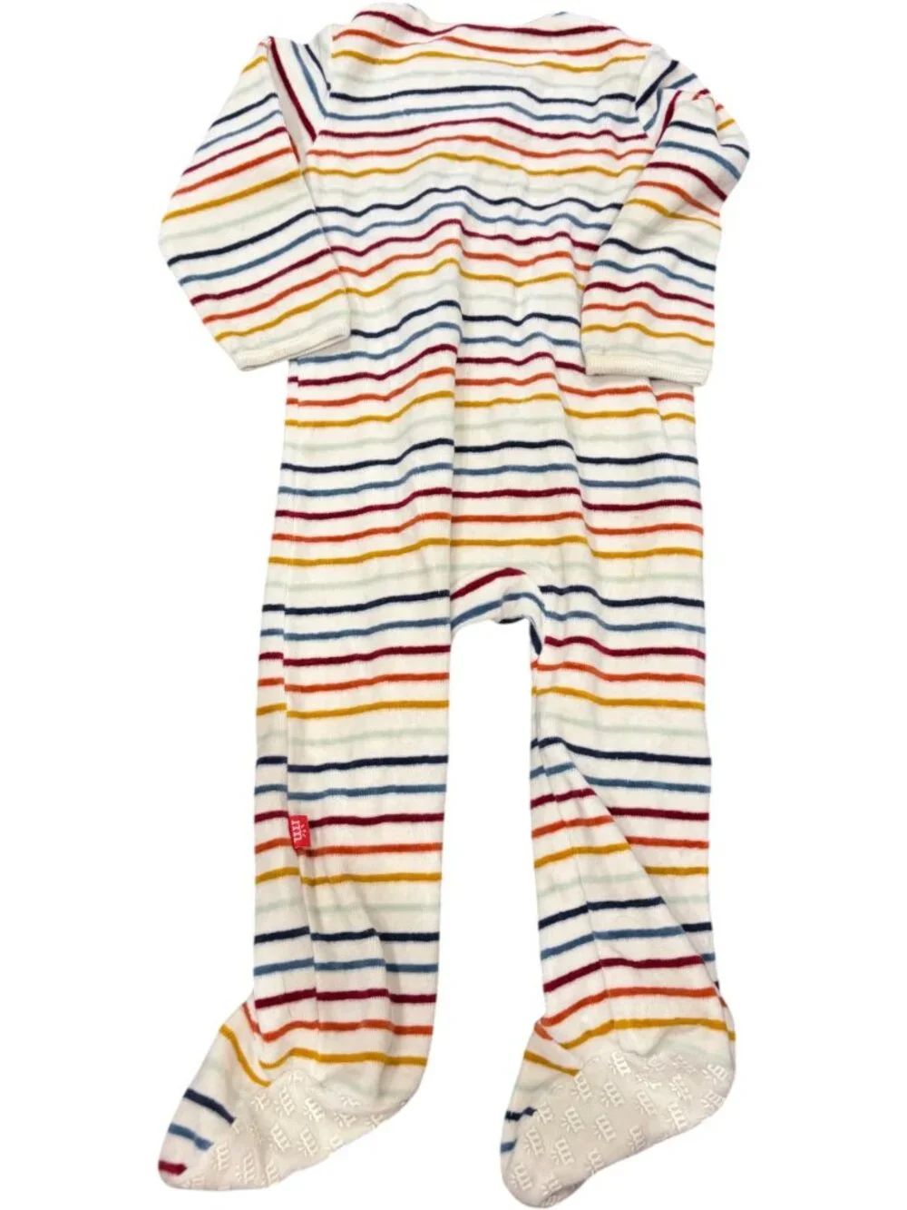Magnetic Me Rainbow Striped Velour Magnetic footie Pajama 9-12 months